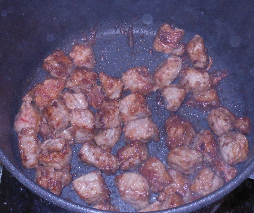 Then I added the first batch of meat back to the pan.