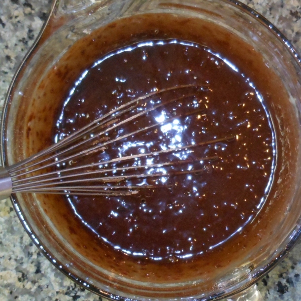 Then I added the brownie mix and mixed it with a whisk until just combined.